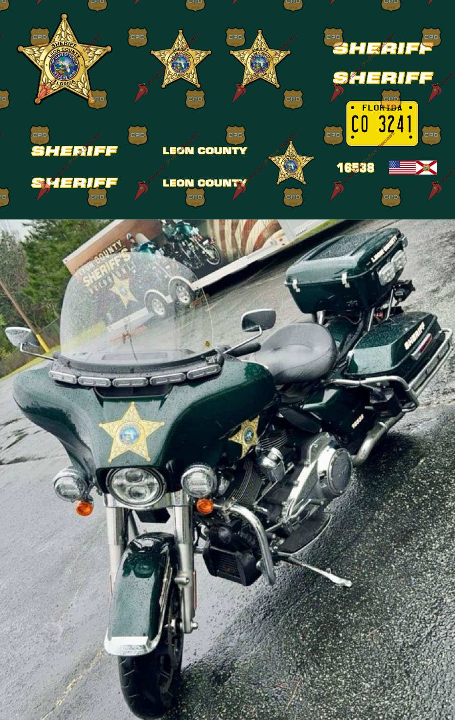 Leon County, FL Sheriff's Office Motorcycle — Cardinal Police Diecast